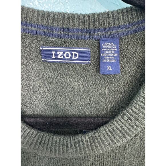 IZOD Men's Soft Touch Classic Crew Neck Sweater Deep Forest Size XL Stripe Yarn - Picture 4 of 7